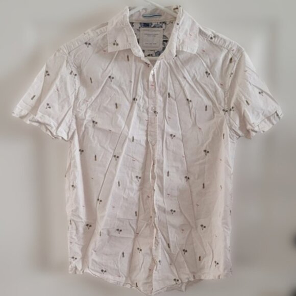 Tropical Hawaiian Cotton Button-Down Shirt - Picture 1 of 4